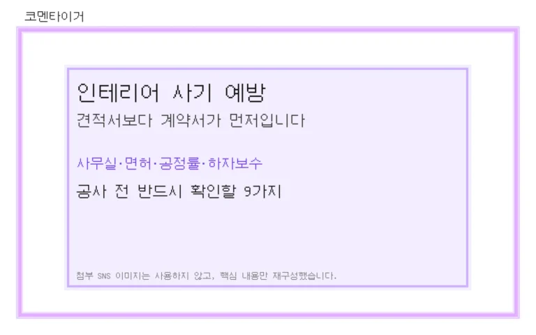 인테리어 사기 예방 핵심 체크리스트 요약