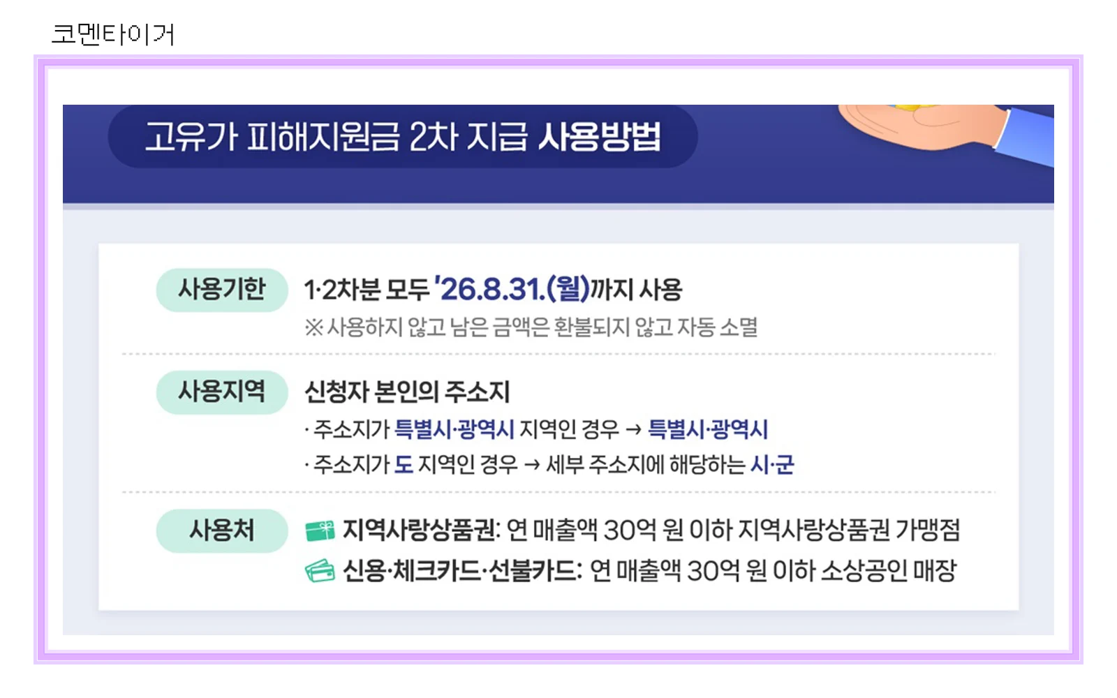 행정안전부 고유가 피해지원금 사용기한과 사용처 안내 공식 정보그림 확대 편집